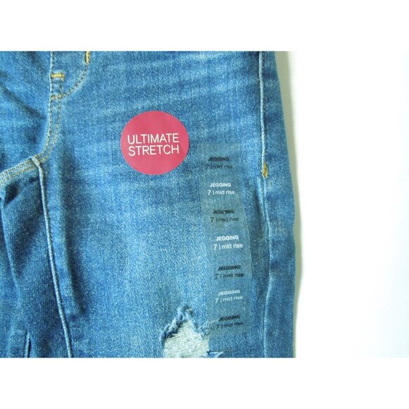 Girls SO Raw Edge Hem Medium Blue Distressed Ultimate Jeggings Size 7 - Picture 3 of 8